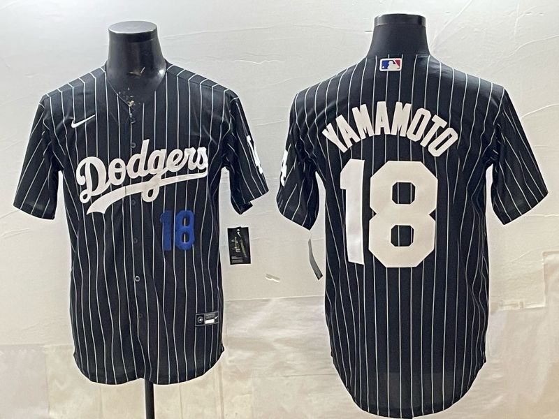 Men 2026 Nike Los Angeles Dodgers #18 Yamamoto Black stripe Game MLB Jersey 03->los angeles dodgers->MLB Jersey